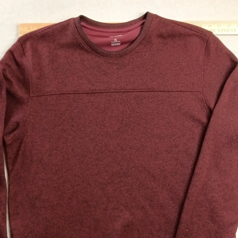 Van Heusen Mens Regular Fit Burgundy Long Sleeve Crew NeckPull Over Sweater - XL
